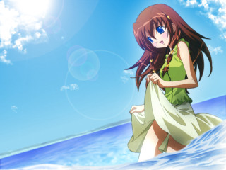 Woman green dress ocean blue - a green dress free wallpaper for desktop