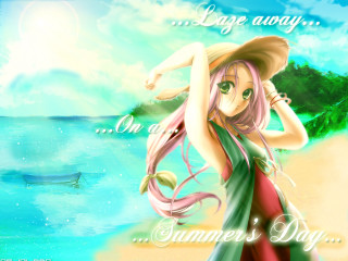 Girl hat beach engrish summer - summer free wallpaper for desktop