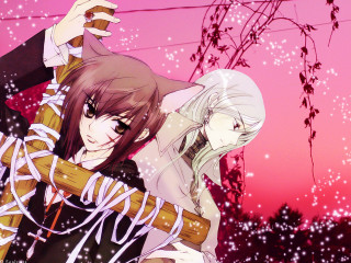 Girl sword pink sky snow - a sword in front free wallpaper