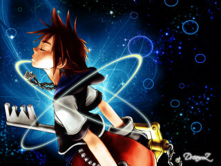 Anime sword blue bubbles stars - a anime character free wallpaper