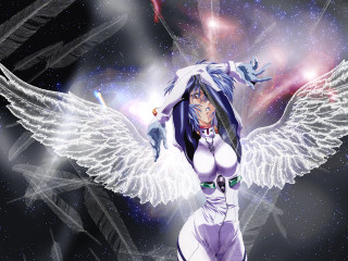 Woman wings purple galaxy anime - a galaxy background free wallpaper