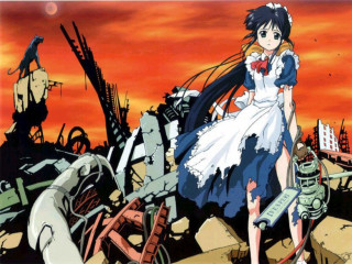 Woman robot suit man explosion - a woman in a dress free wallpaper