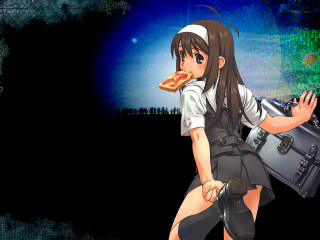 Girl suitcase pizza night starry - a suitcase free wallpaper