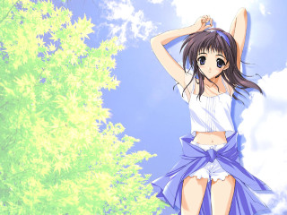 Chizuko yoshida anime girl outdoor - short free wallpaper