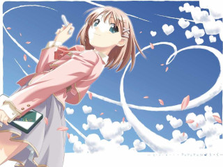 Cherry blossoms girl pink coat - a tablet computer free wallpaper