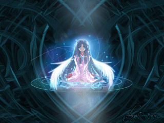 Woman circle glowing hair anime - her pocket free wallpaper