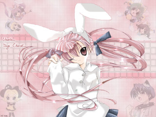 Pink haired girl rabbit ears - pink hair free wallpaper for desktop