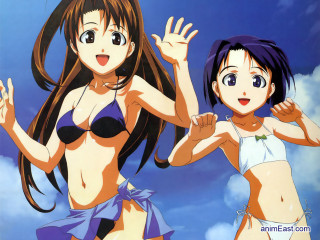 Anime girls bikinis sky waving - bikinis free wallpaper