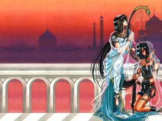 Fantasy egyptian twowomen scepters darkskinned - drew struzan free wallpaper for desktop