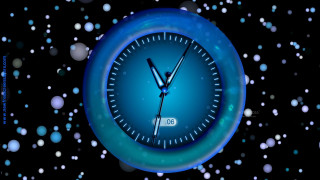 Blue clock black background white - the time free wallpaper