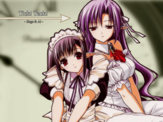 Anime sisters bed maid purple - two anime girls sitting next free wallpaper