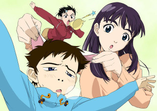 Man woman air arms pointing - neodada free wallpaper