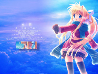 Anime longhair pinkdress bluebackground clouds - a anime character free wallpaper