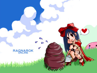 Cartoon girl blue hair heart - a cartoon girl free wallpaper for desktop