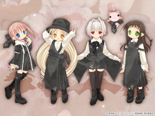 Anime girls black white hair - the other wearing free wallpaper