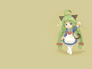Green haired girl wand bow - a wand free wallpaper