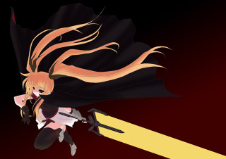 Flying woman sword cape anime - darkness free wallpaper