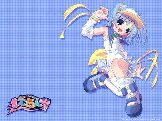 Flying cartoon girl hat ribbon - her neck free wallpaper for desktop