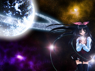 Girl space moon stars hologram - a moon free wallpaper for desktop
