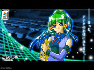 Green hair girl yellow object - a yellow object free wallpaper