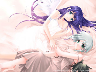 Anime angel bare shoulders blue - a white angel free wallpaper