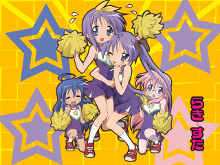 Anime girls stars yellow background - star free wallpaper