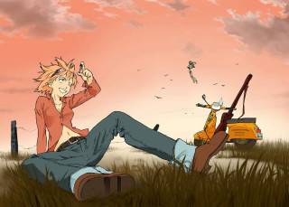 Fantasy anime man scooter girl - dustin nguyen free wallpaper for desktop