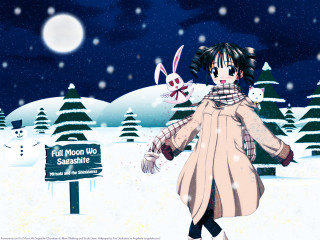 Girl coat rabbit ears snow - full moon free wallpaper