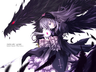 Woman sword wings demon alice - her back free wallpaper