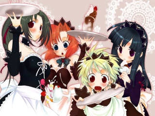 Anime girls cake tray maid - a cake free wallpaper for desktop