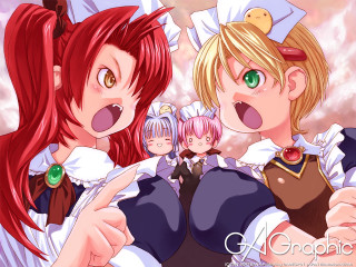 Anime girls red hair green - another girl free wallpaper for desktop