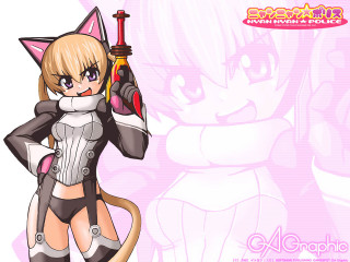 Eizan kikukawa cat armor portrait - a cartoon character holding free wallpaper for desktop