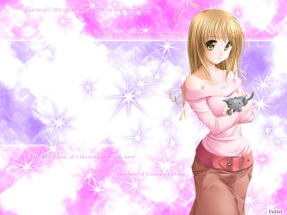 Girl pink shirt cat star - star free wallpaper