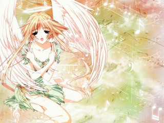 Angel wings music notes anime - angel free wallpaper