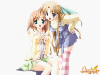 Anime girls bench armaround back - two anime girls sitting next free wallpaper