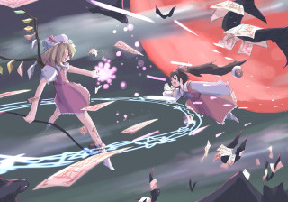 Flying girls kite moon madhouse - her hand and another girl free wallpaper