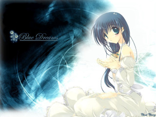 Woman white dress bed blue - a blue dragon free wallpaper