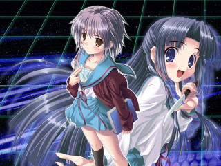 Anime girls blue holography fireworks - holography free wallpaper for desktop