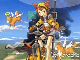Girl bike cat dog animal - a bike free wallpaper