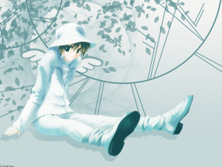 Alice prin anime orpheism sitting - a white jacket free wallpaper