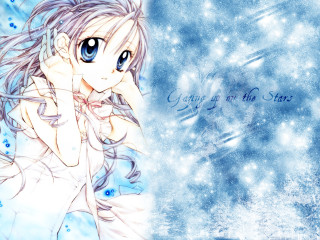 Anime girl long hair blue 5 - her face free wallpaper