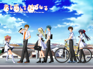 Group people bike building sky - serial art free wallpaper for desktop