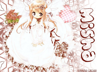Angel rose white dress bow - a drawing of a girl free wallpaper for desktop