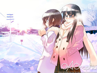Two girls snow holding hands - two girl free wallpaper