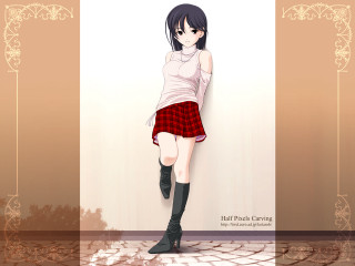 Girl plaid skirt boots wall - a short skirt free wallpaper for desktop
