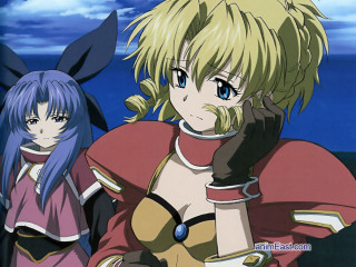 Anime girls blue sky clouds 9 - two anime character free wallpaper