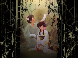 Couple sitting kiyyo e anime - ukiyoe free wallpaper
