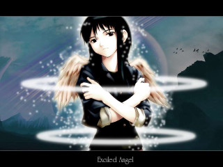 Angelic girl mountain city wings - a halo free wallpaper