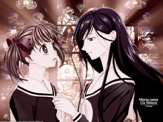 Anime couple stainedglass gothic uniform - a stained glass window free wallpaper