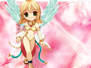 Angel girl pink background clouds - angel free wallpaper